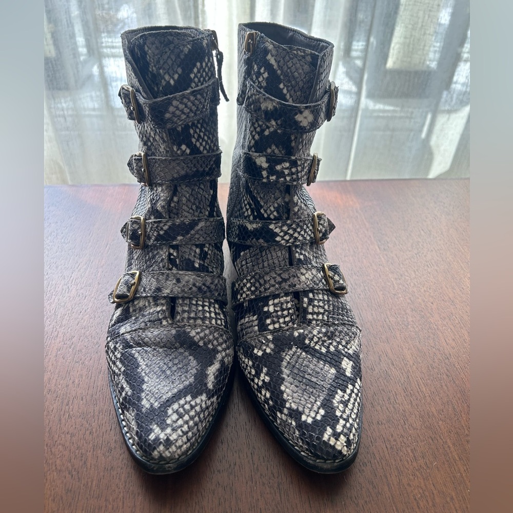 J. Crew Snakeskin Buckled Boots